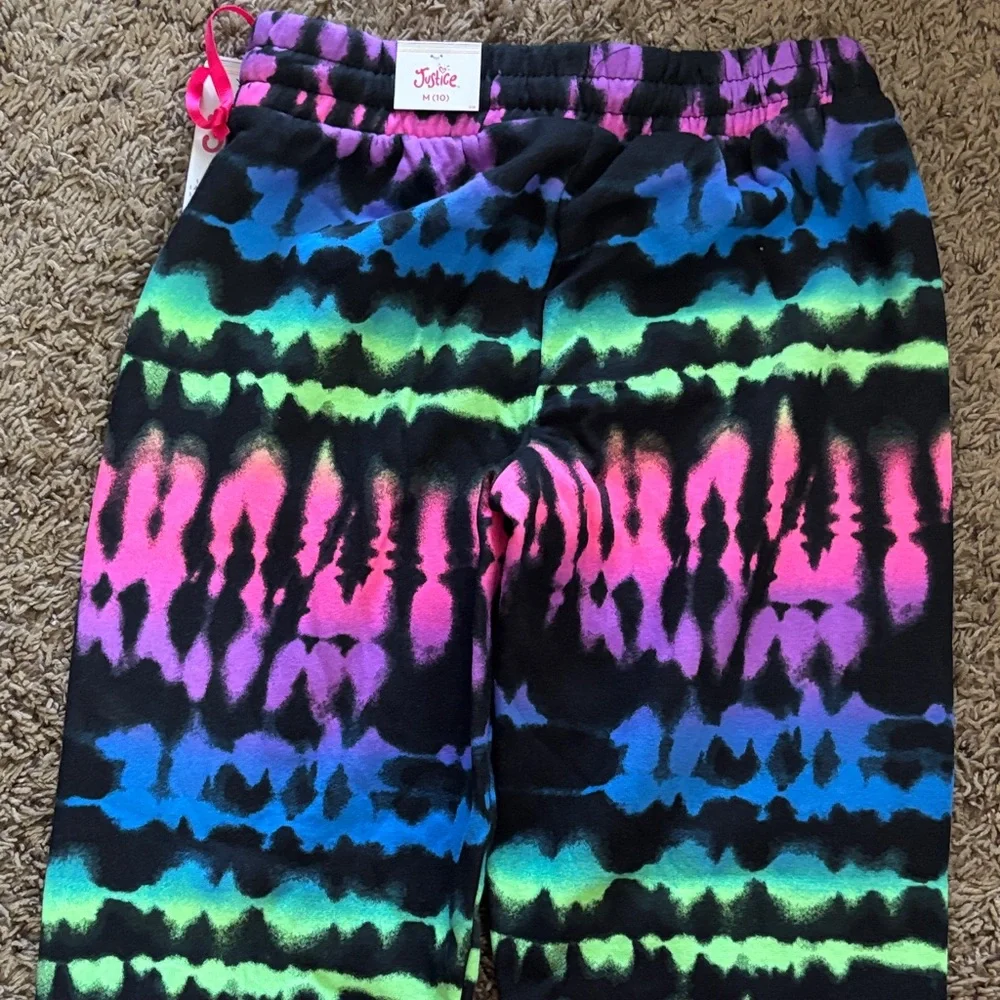 Justice Black Multicolor Tie-Dye Joggers